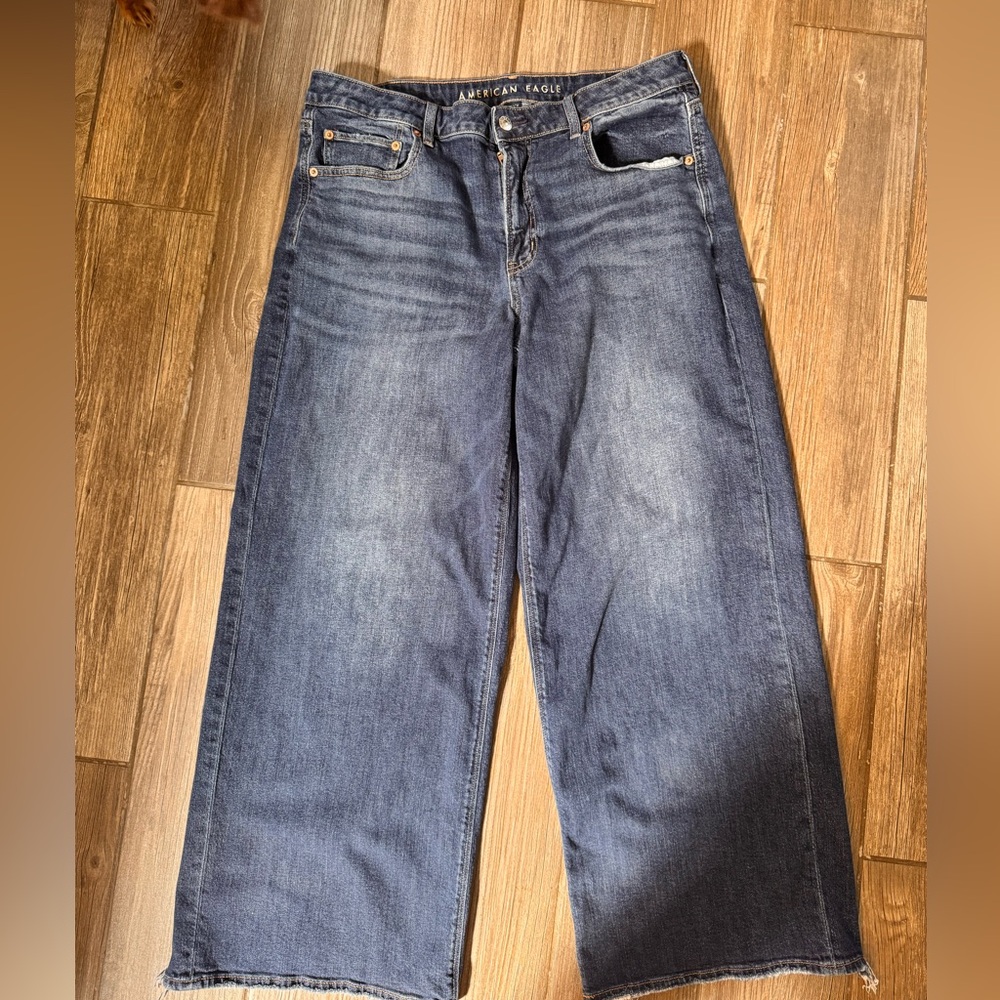 American Eagle Outfitters Wide Leg Dark Blue Jeans